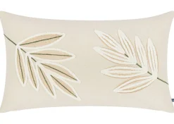 Cambria Cotton Leaf Pillow 14x24 Ivory