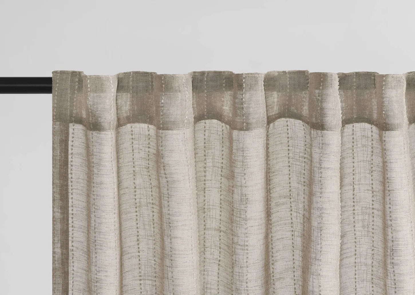 Ivan Striped Sheer Curtain Panel 96" Mushroom