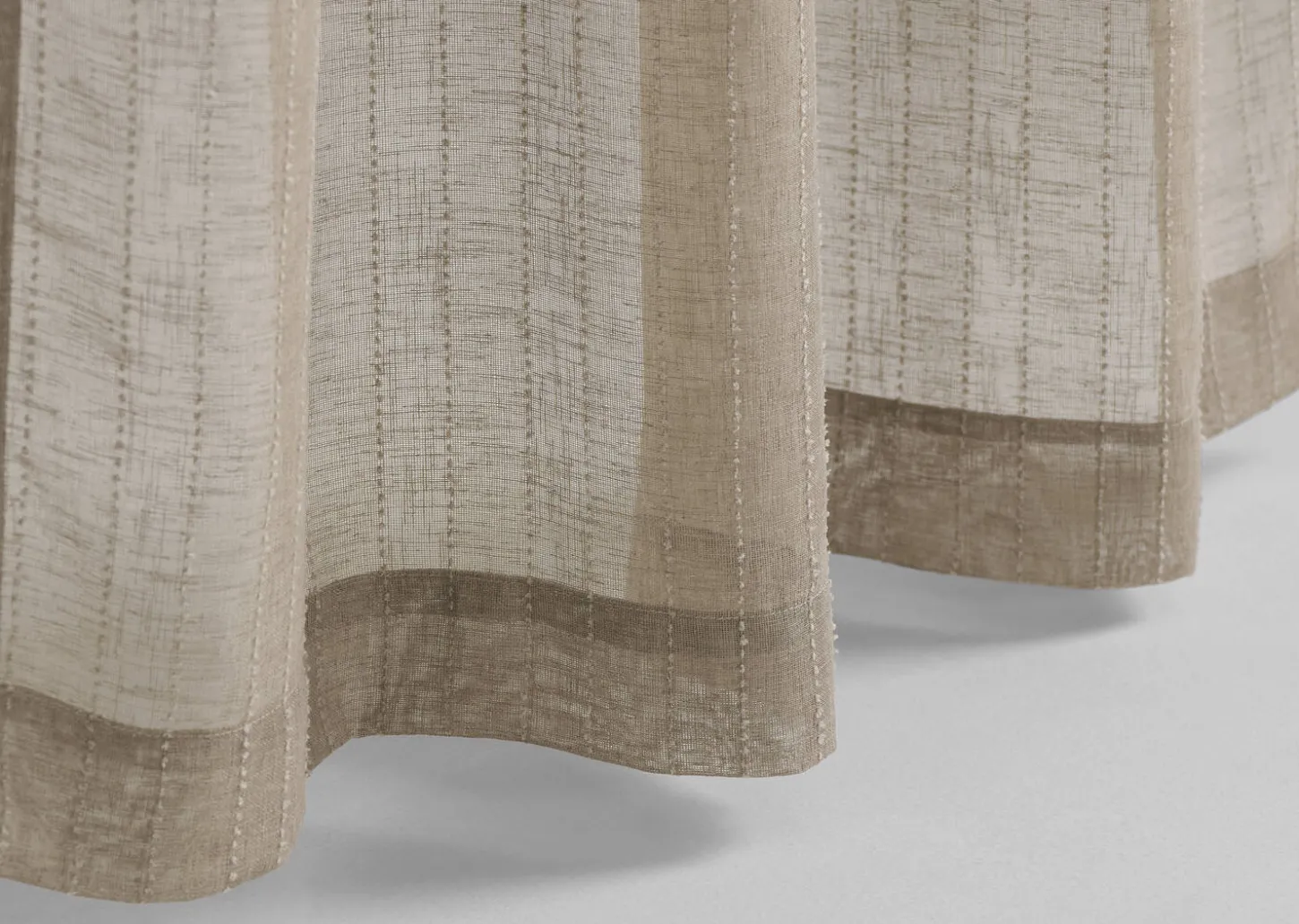 Ivan Striped Sheer Curtain Panel 96" Mushroom