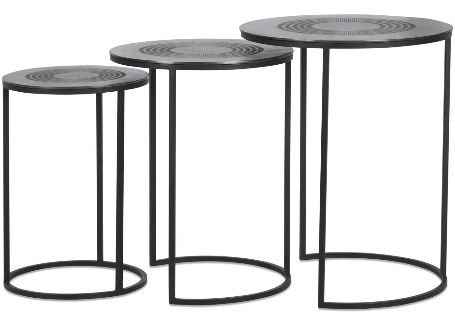 Modello Recycled Metal Nesting Table Set -Charcoal