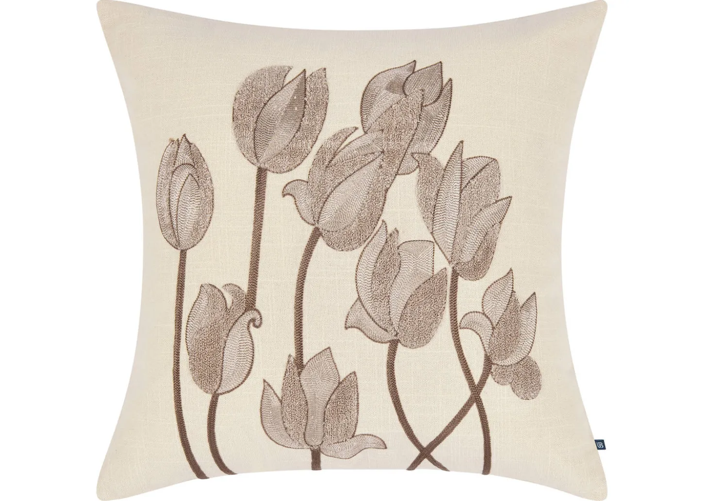 Ramea Cotton Floral Pillow 20x20 Ivory/Brown