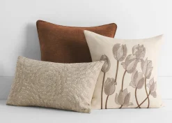 Ramea Cotton Floral Pillow 20x20 Ivory/Brown