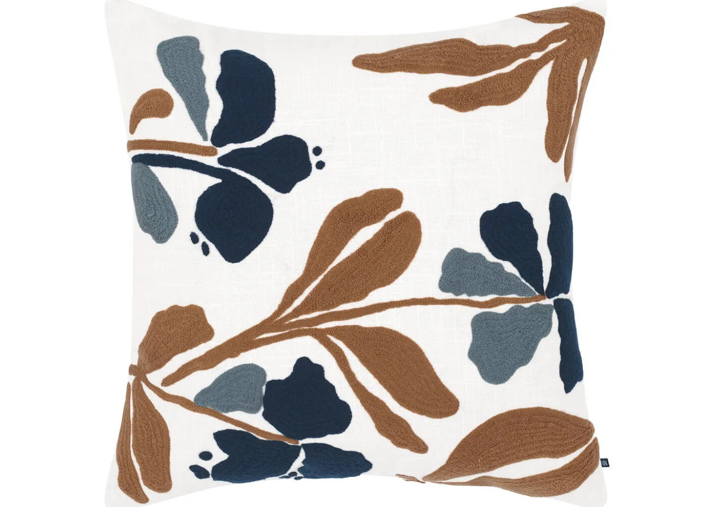 Reine Cotton Floral Pillow 20x20 Ivory/Blue