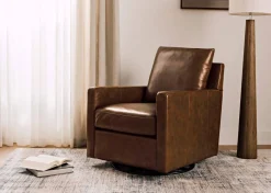 Sadie Leather Swivel Armchair -Arlo Rum