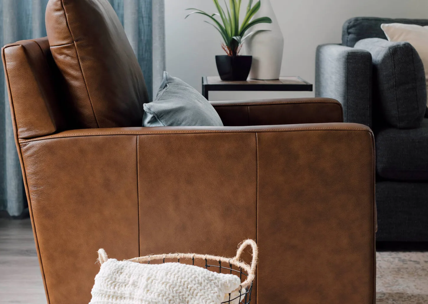 Sadie Leather Swivel Armchair -Arlo Rum