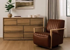 Simone Leather Swivel Chair