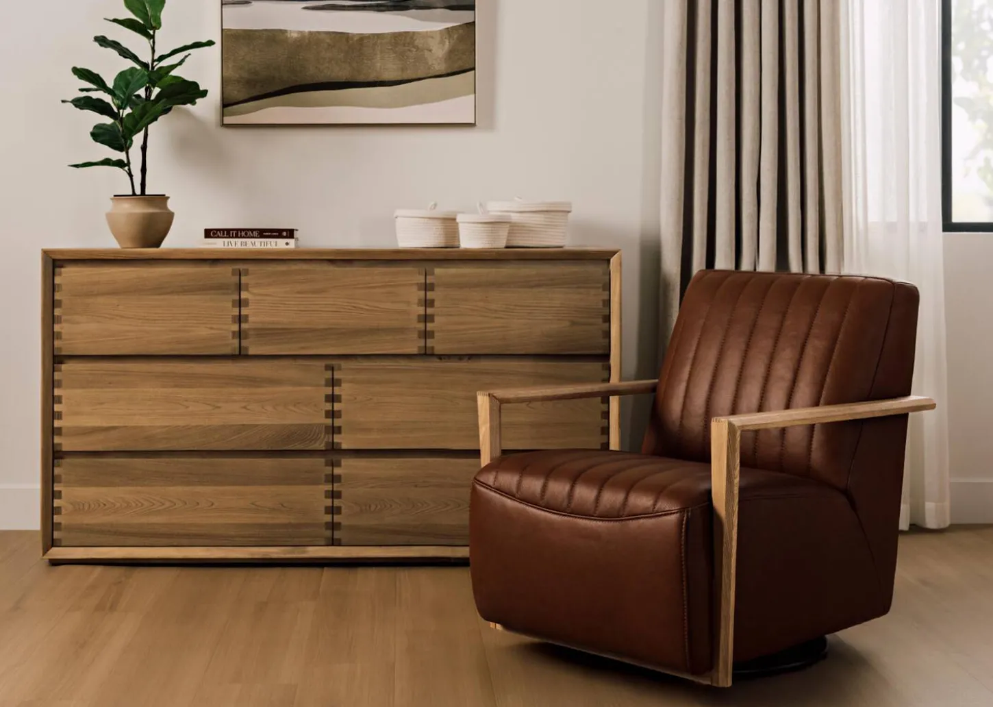 Simone Leather Swivel Chair