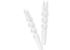 Twist Taper Candles Set White